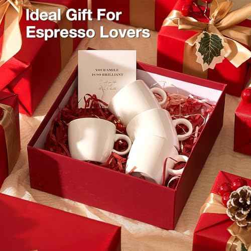 Hlukana Porcelain Espresso Cups Set of 4, 3.5 oz Small Coffee Mugs