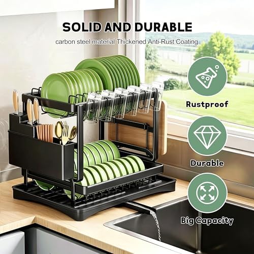 Steel Dish Drying Rack, 16.5" D x 11.5" W x 11.5" H