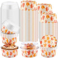 Potchen 100 Pack 5 oz Fall Mini Aluminum Foil Cake Pans with Lids