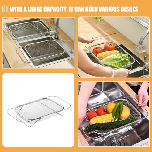 Expandable Stainless Steel Sink Colander Basket for Utensils and Pasta