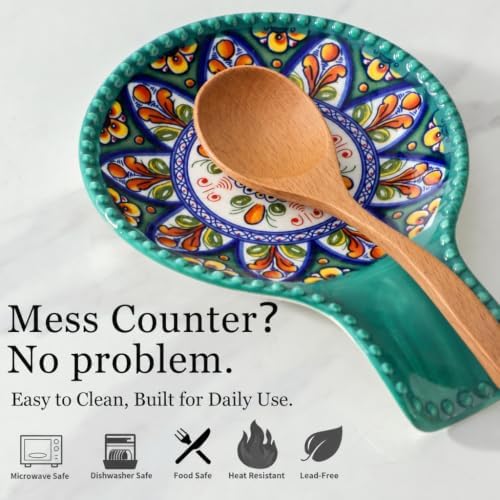 Spoon Rest for Stove Top, 7.7"Ceramic Spoon Holder for Countertop