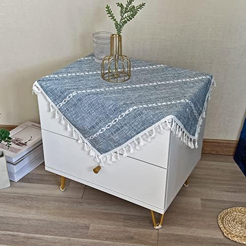 Rustic Bedside Square Small Blue Farmhouse Tablecloth 24 x 24 Inch