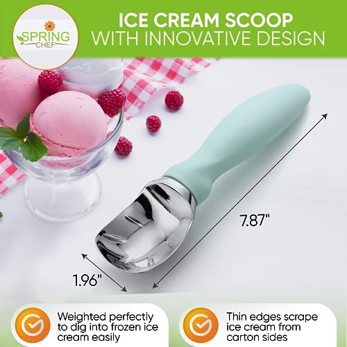Spring Chef Professional Ice Cream Scoop & Stainless Steel Swivel