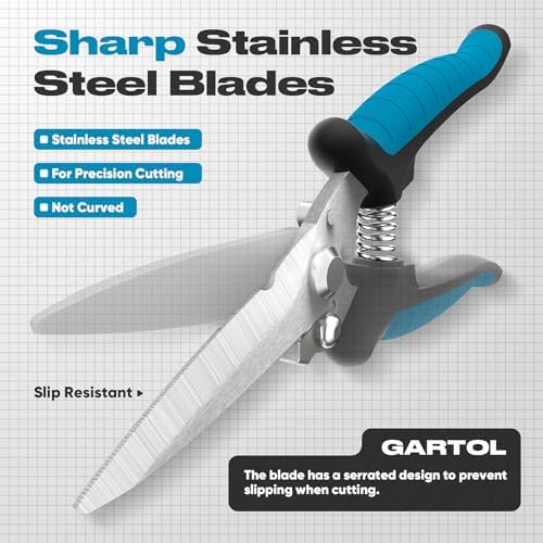 GARTOL 8" Heavy Duty Scissors & Tin Snips - All Purpose Utility Shears