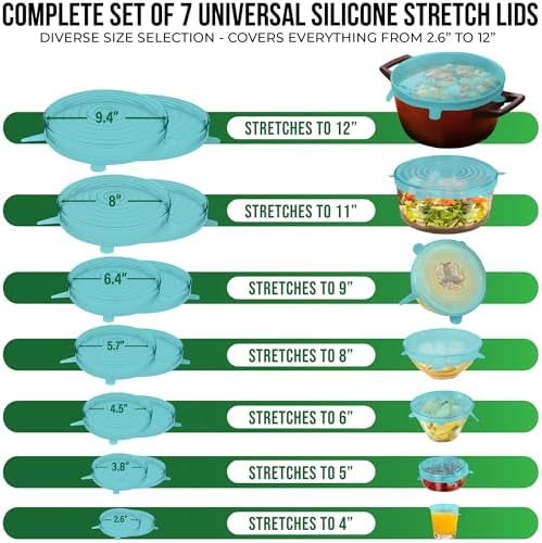 Reusable Silicone Stretch Lids, Food Storage, 7 Pack