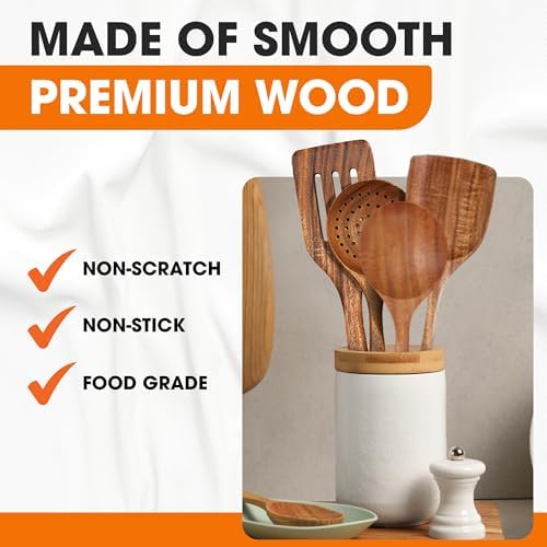 Cheer Collection 4-Piece Teak Wooden Utensil Set