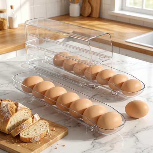 theaoo Auto-Rolling Egg Holder for Fridge, 1 Pack