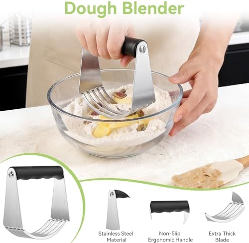 USLAI Large Pastry Blender & Bench Scraper Set, Heavy Duty, 4 Inch