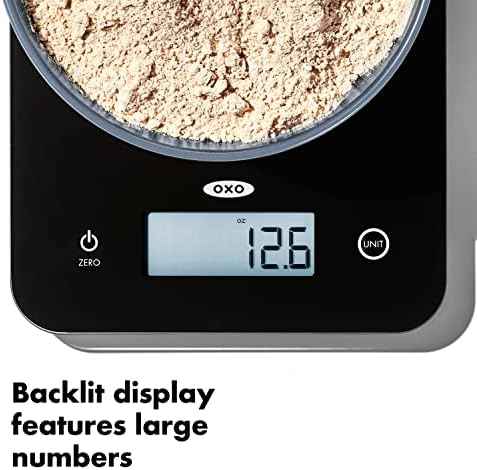 OXO Good Grips 11lb/5kg Everyday Glass Food Scale, Gram Scale for Meal