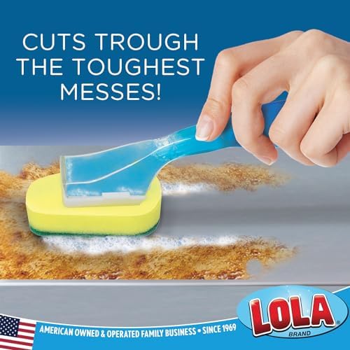 LOLA Dish Brush with Soap Dispenser, 1 Brush & 6 Refills