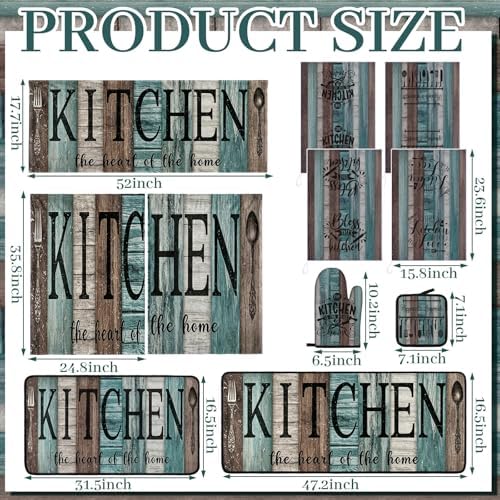 Fanfanwin 12 Pcs Farmhouse Kitchen Decor Teal Kitchen Accessories