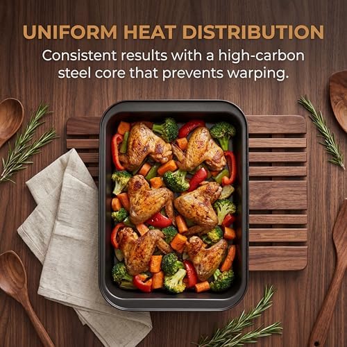 Lyellfe 3 Pack Rectangle Baking Pan, 13 x 9 Inch