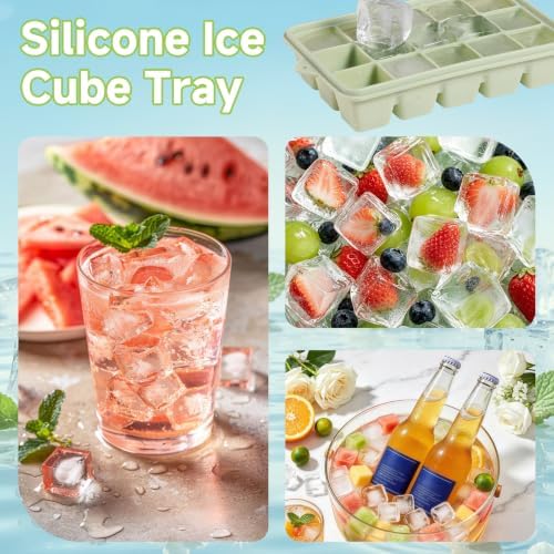 4 Pack Silicone Ice Cube Trays, Easy Release Ice Trays for Freezer