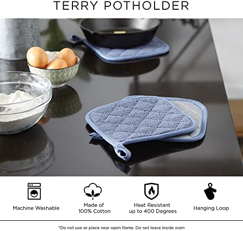 DII Basic Terry Collection Potholders, Mustard, 100 Percent Cotton