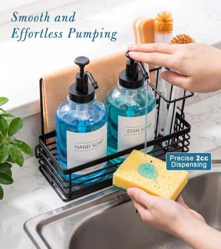 Kitchen Soap Dispenser Set, 16.9 oz/500 ml Glass