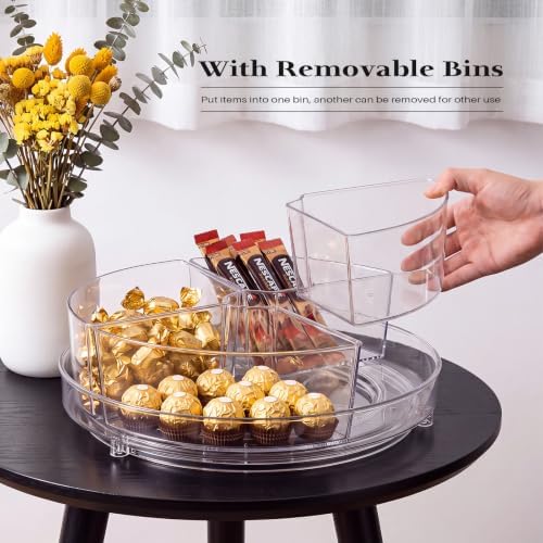 2 Pack Lazy Susan Organizer, 9 inch Rotating Storage Organizer with Bins