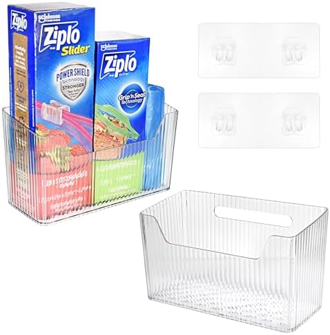 Pensino 2 Pack Adhesive Cabinet Door Organizer Storage Caddy, Clear