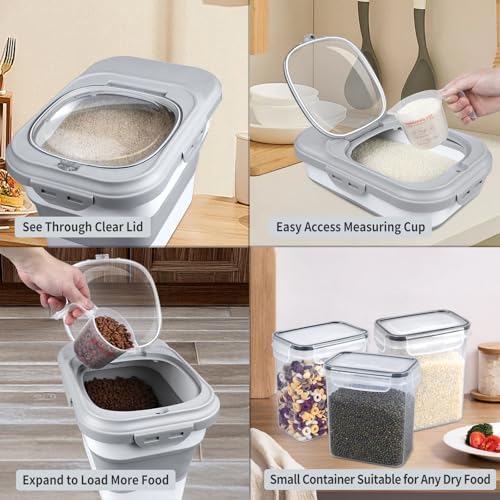 Komzon Rice Storage Container, Collapsible Airtight Food Storage