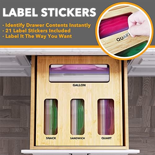 SpaceAid Bag Storage Organizer for Kitchen Drawer, Bamboo Organizer
