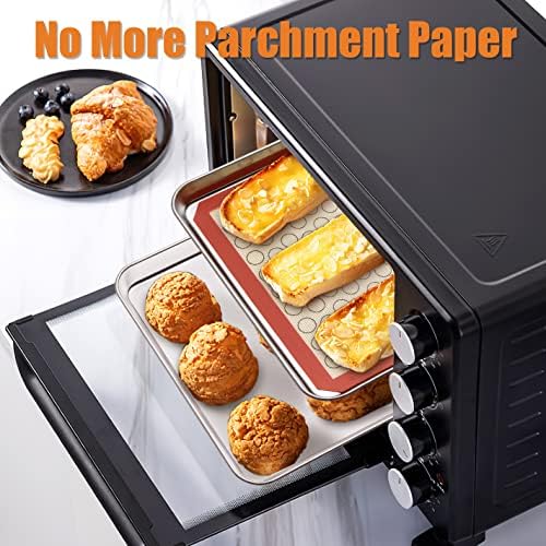 Baking Sheet with Silicone Mat Set of 4 [2 Sheets + 2 Mats], Deedro