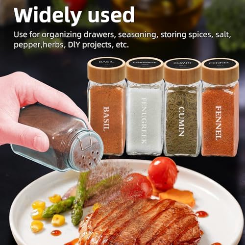 12 Pcs 4 OZ Glass Spice Jars with Bamboo Lids, Glass Jars with