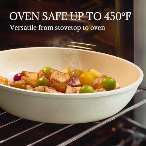 Ceramic Cookware Set Non Stick 8Pcs Pots and Pans Set Detachable