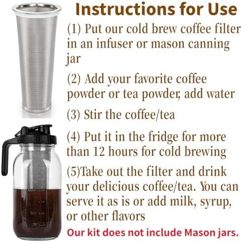 Goaste 3 Pack Cold Brew Coffee Filter for 32oz / 1Quart Wide Mouth