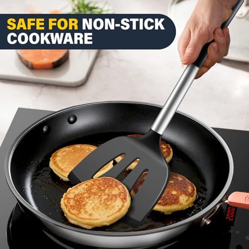 Silicone Spatula Set, Heat Resistant Fish Spatula, Solid & Slotted