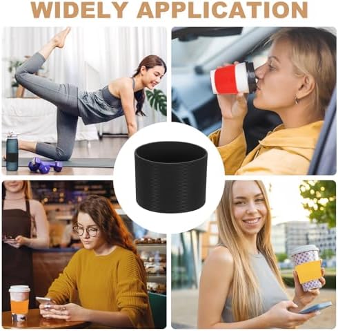 uxcell Silicone Coffee Cup Sleeve, 2 Pcs, Black