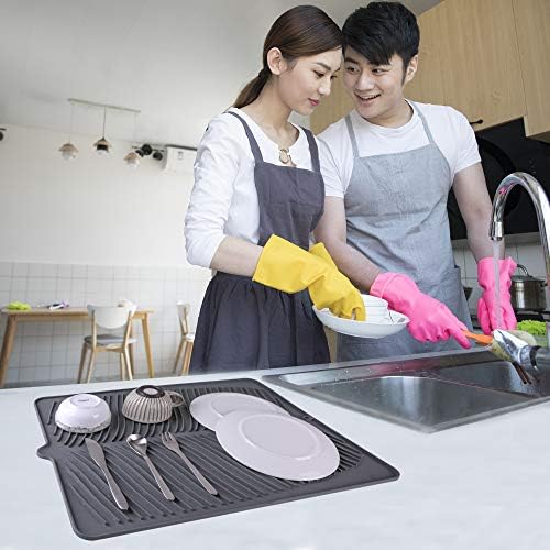 100% Waterproof BPA Free Silicone Dish Drying Mat - 24" x 18" x 0.3"