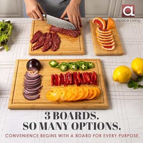 Chorus Bamboo Cutting Board Set with Juice Groove (Set of 3)
