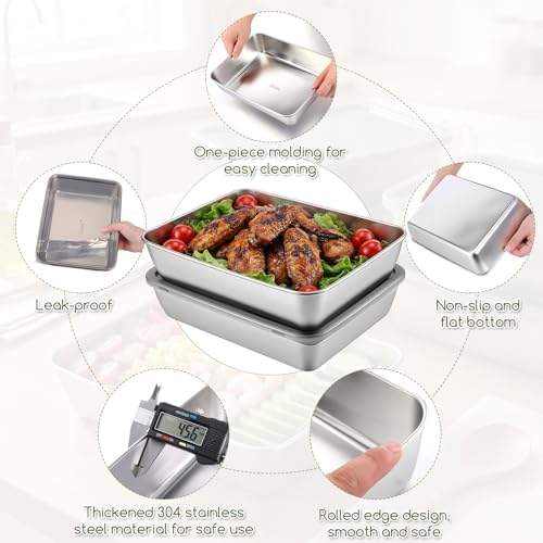 4 PCS 304 Stainless Steel Food Storage Containers with lids, 2.3 Inch