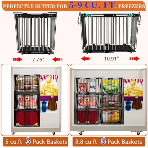 Large Freezer Organizer Bins for 5 to 9 Cu.Ft,Leak-Proof Bottom,4Pack