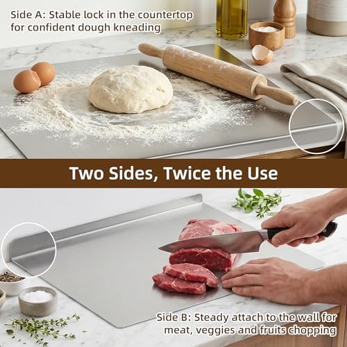 2-Piece Stainless Steel Cutting Board with Lip, 16" x 12" Kitchen