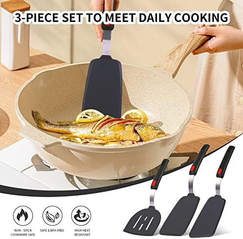 Silicone Spatula Turner Set, 3 Pack, Heat Resistant 600 °F