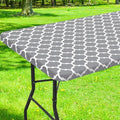 Smiry Picnic Fitted Table Cover, 4 Foot Flannel Backed Vinyl