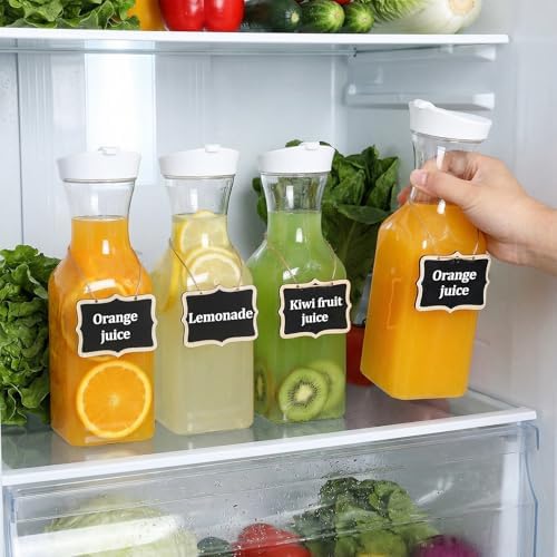 Jucoan 4 Pack 1 Liter Plastic Juice Carafe with Lids for Mimosa Bar