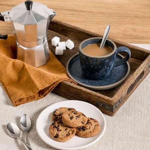 Pilnocok Ceramic Espresso Cups with Saucers Set of 2,2.5oz/75ml -Blue