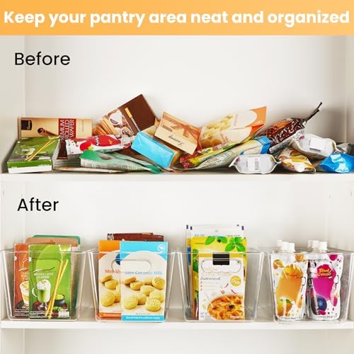 YIHONG Clear Pantry Storage Organizer Bins, 10 Pack Plastic Food