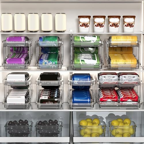 Clear Soda Can Organizer for Pantry/Refrigerator, 2 Tier