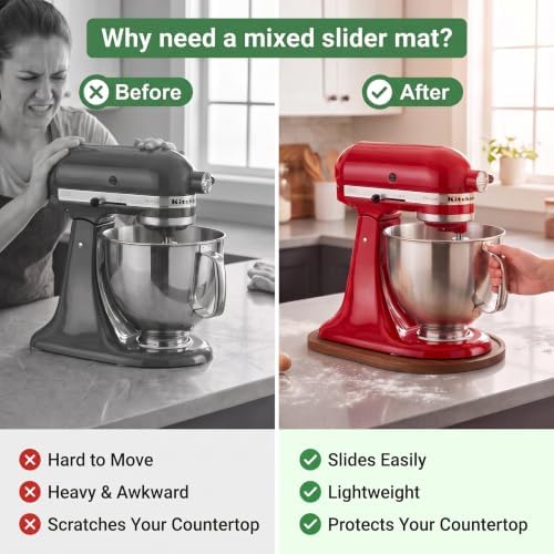 Mixer Slider Mat for KitchenAid 4.5-5 Qt Tilt-Head Stand Mixer, Acacia