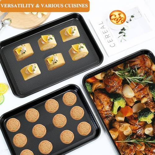 SS&CC Nonstick Baking Sheet Pan Set of 3, 0.8mm Carbon Steel Cookie