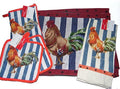NG 6 Piece Rooster Country Stripe Design Kitchen Set with 2