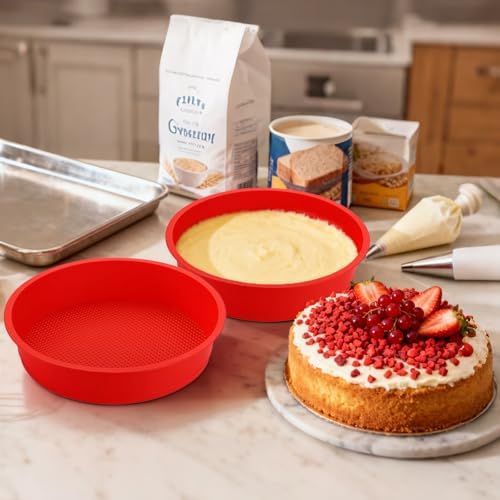 Bekith 4 Pack 9" Silicone Round Cake Pans, Silicone Cake Pans for