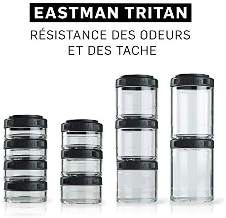 BlenderBottle GoStak Tritan Twist n' Lock Storage Jars 3 Jar Black