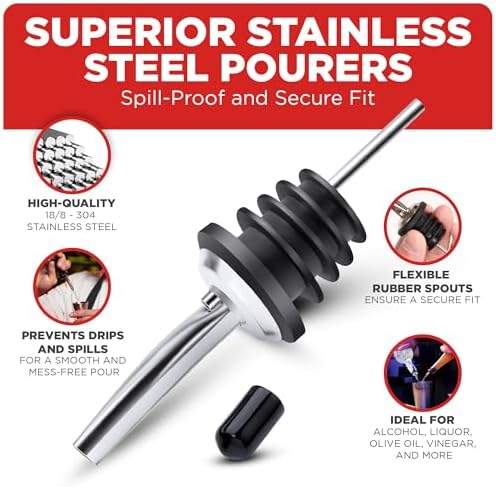 48 Pack Stainless Steel Bottle Pourers for Alcohol, Liquor, and Wine