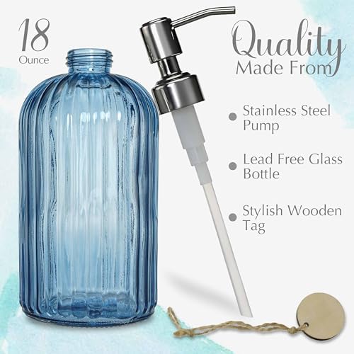 JASAI 18Oz Navy Blue Glass Soap Dispenser