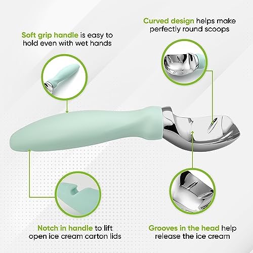 Spring Chef Professional Ice Cream Scoop & Stainless Steel Swivel