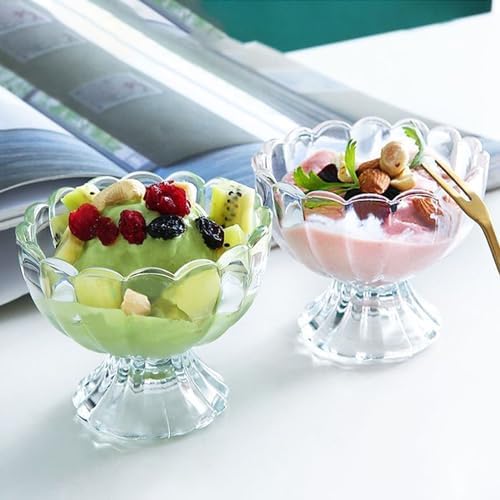 Iced Cream Dessert Bowl,Set of 6,6oz Vintage Glass ware with Heavy