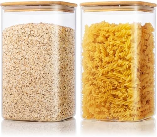 168oz 2 Pack Large Glass Storage Containers with Lids for Pantry